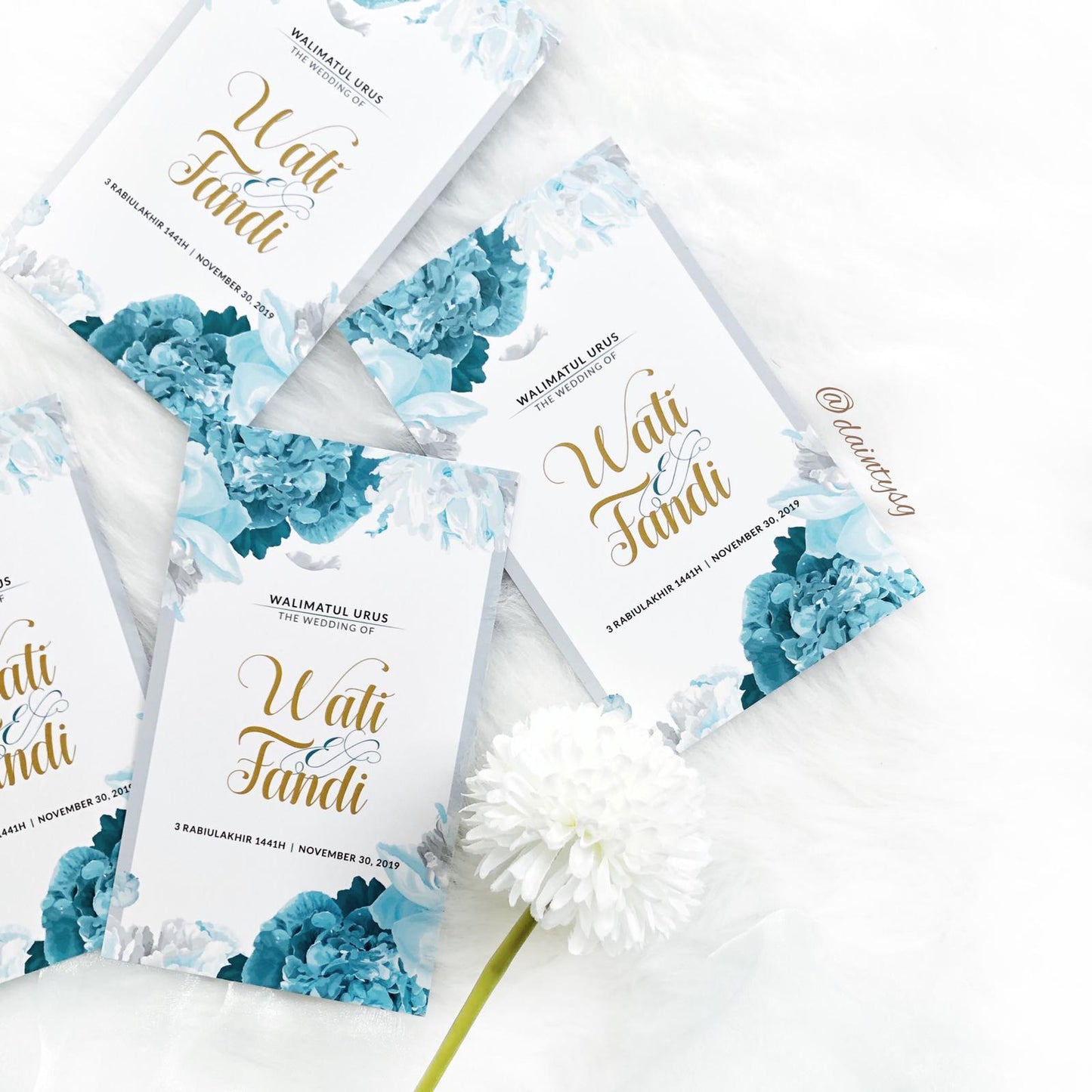 Blue Peony Wedding Invitations | SG Modern Wedding Invitations