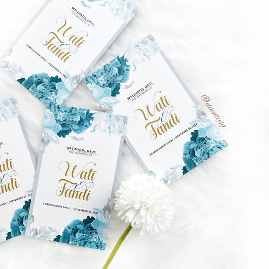 Blue Peony Wedding Invitations | SG Modern Wedding Invitations