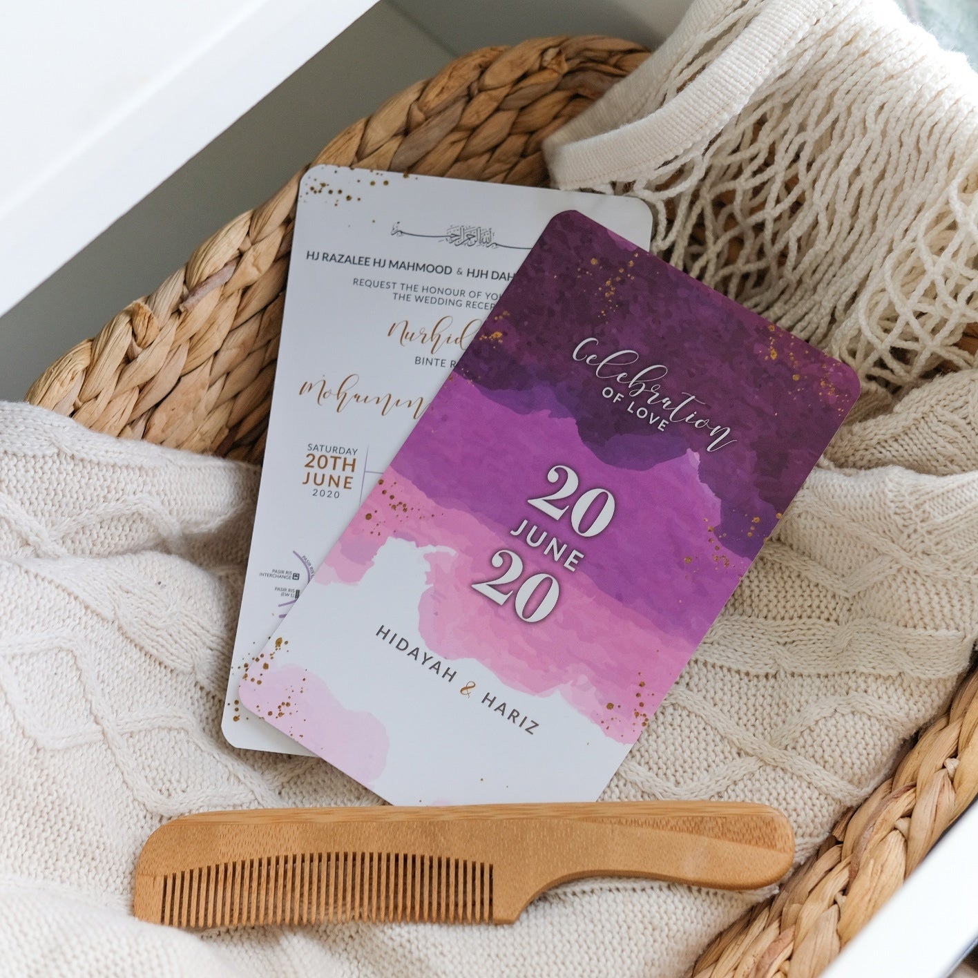 Abstract Purple Watercolor Invitations | Affordable Wedding Invitations SG