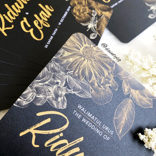 Elegant Gold Floral Wedding Invitations | Affordable Wedding Card SG