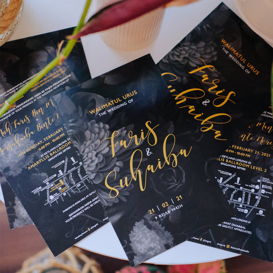 Black And Gold Floral Wedding Invitations | SG Wedding Invitations