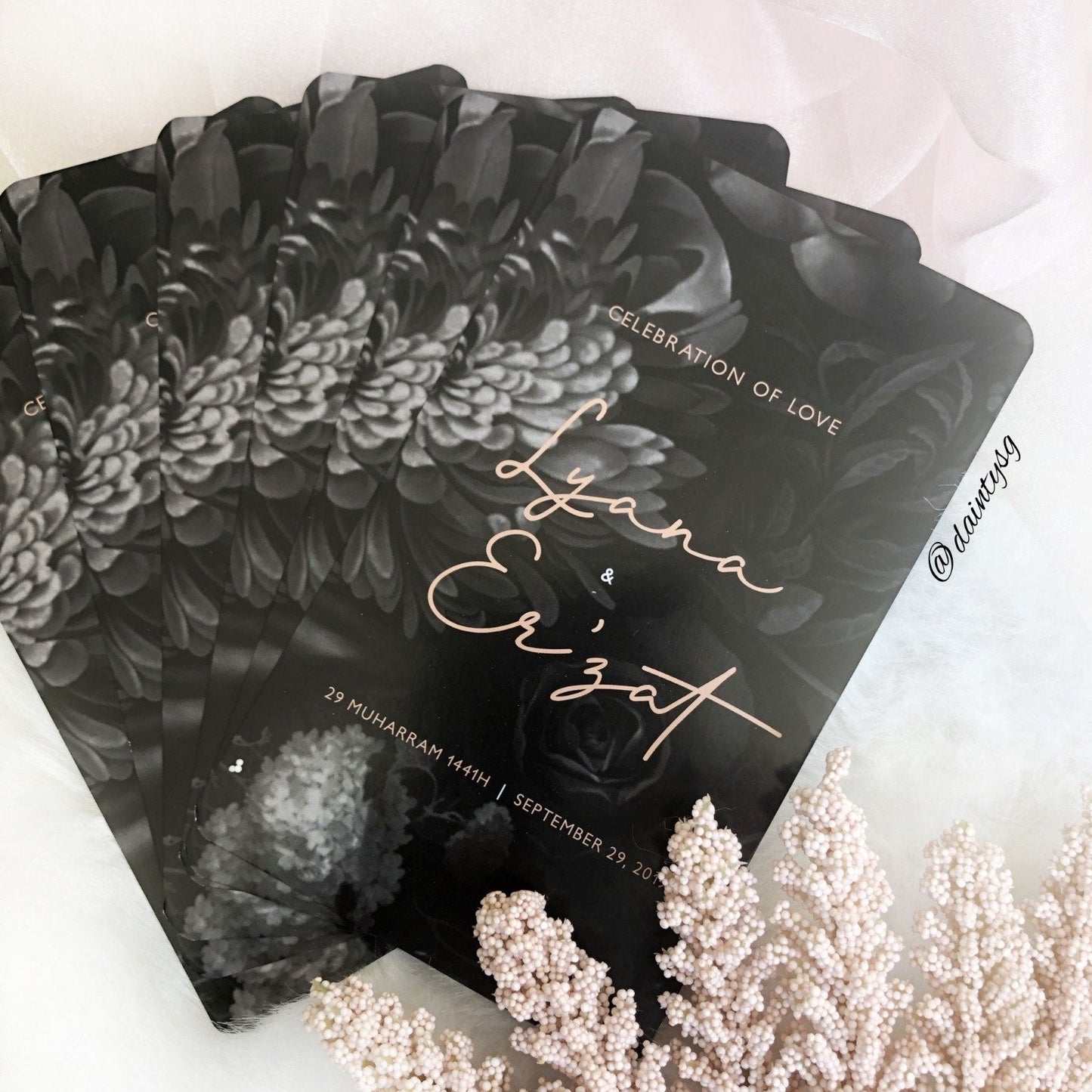 Classic Dark Floral Wedding Invitations | SG Wedding Invitations