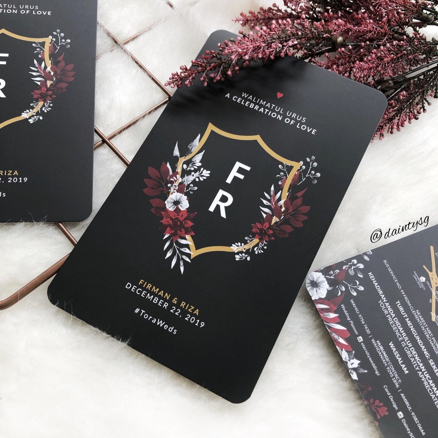 Classy Black And Red Wedding Invitations | Kad Kahwin Singapore