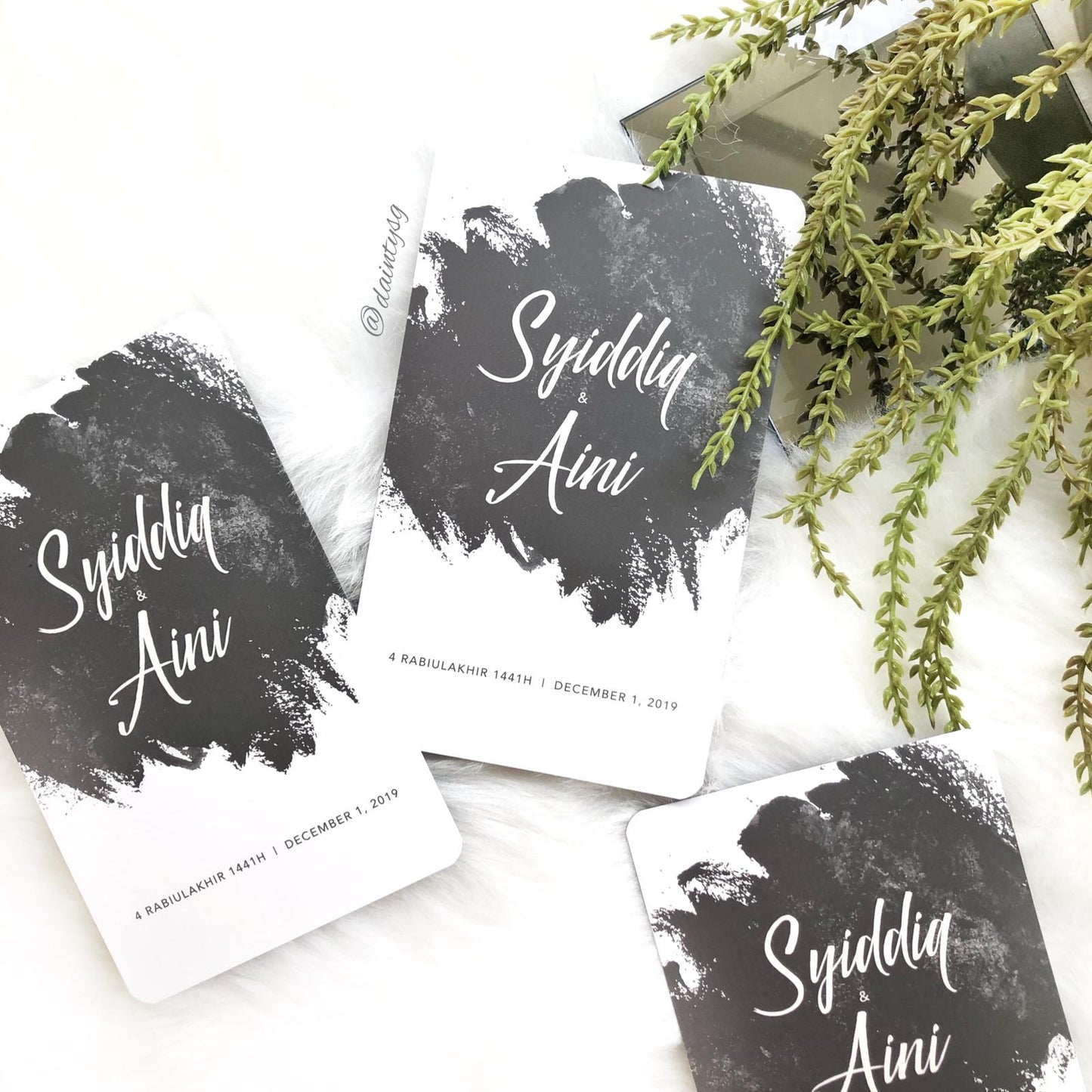Dark Grey Abstract Modern Wedding Invitations | Kad Kahwin SG