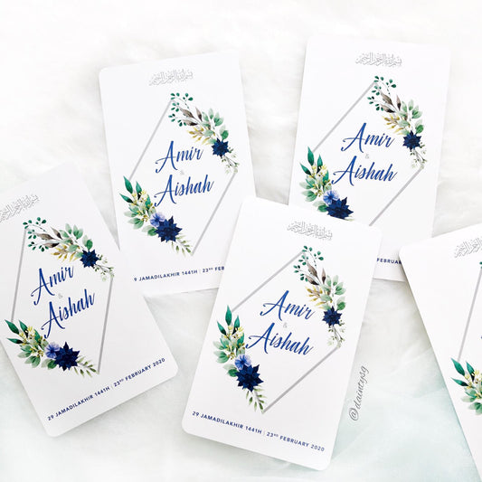 NAVY BLUE EUCALYPTUS GREENERY WEDDING INVITATION
