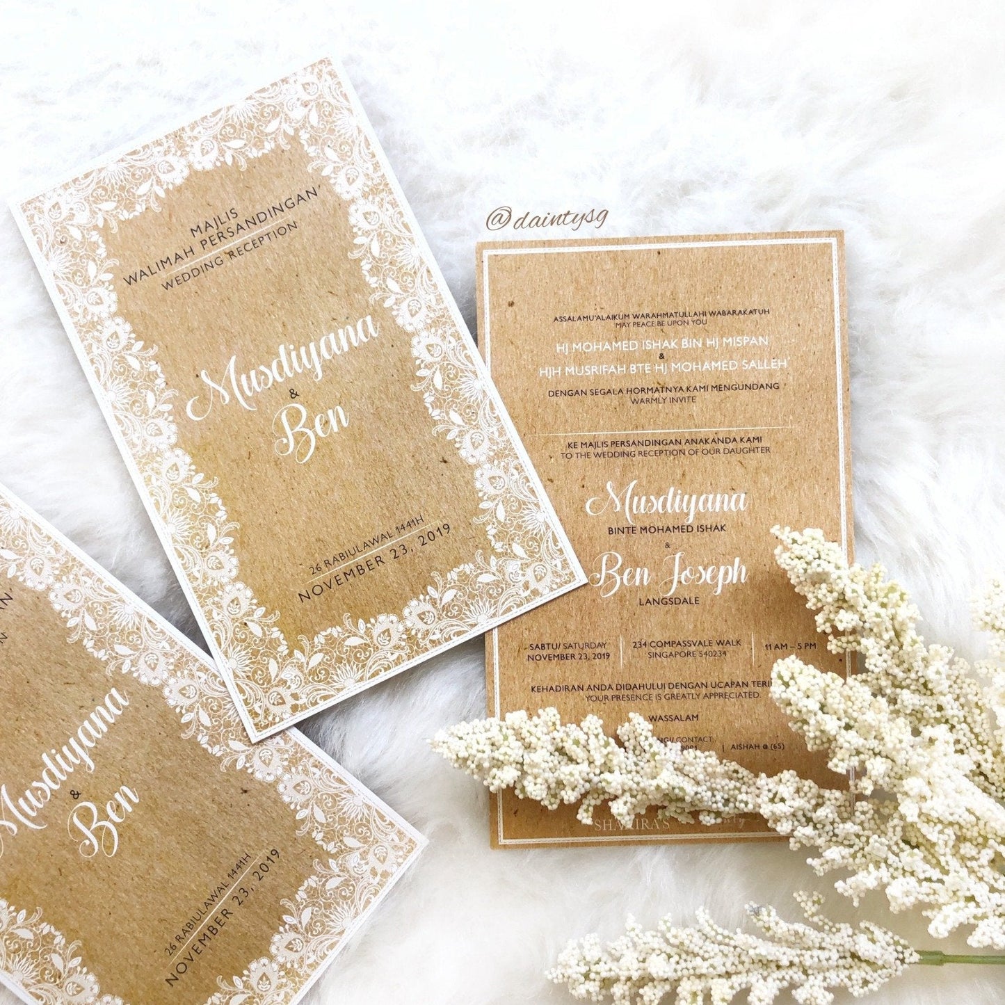 Shabby Chic White Lace Wedding Invitations | Wedding Card SG