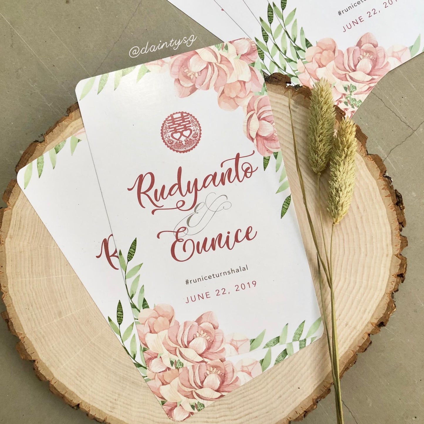 Soft Pink Floral Wedding Invitations  | SG Modern Wedding Invitations
