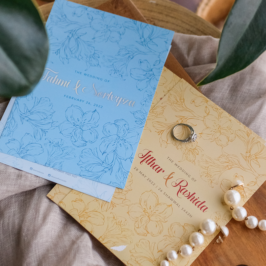 Camel Beige Hibiscus Wedding Invitations | Kad Kahwin Singapore