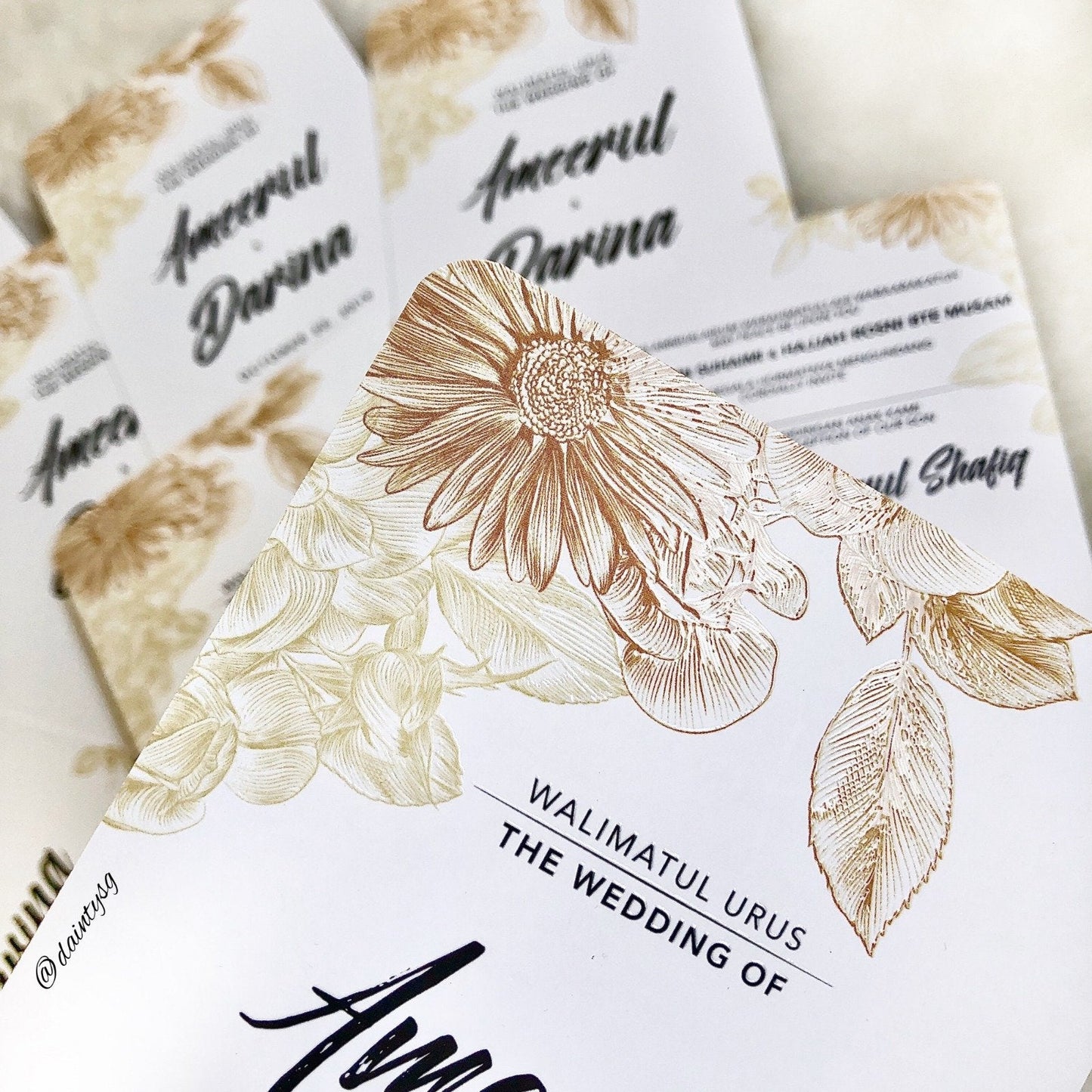 Elegant Gold Floral Wedding Invitations | Affordable Wedding Card SG
