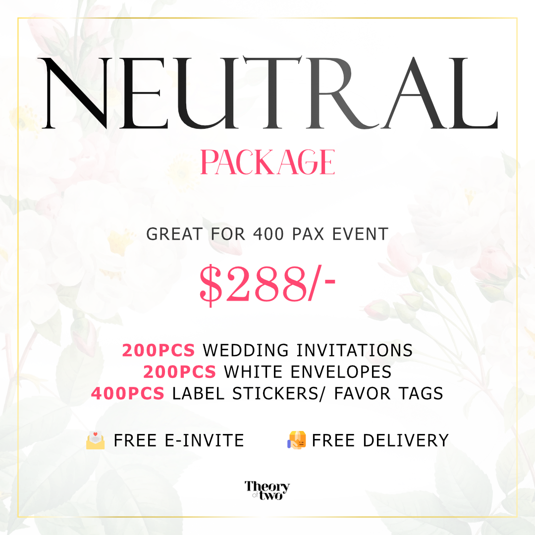 NEUTRAL WEDDING INVITATION PACKAGE (GREAT FOR 400 PAX EVENT)