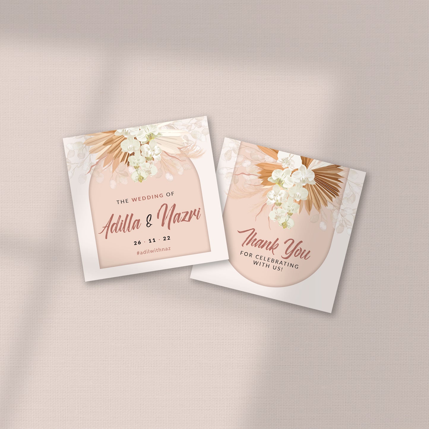 BOHEMIAN PAMPAS ARCH WEDDING FAVOR STICKER/ TAG