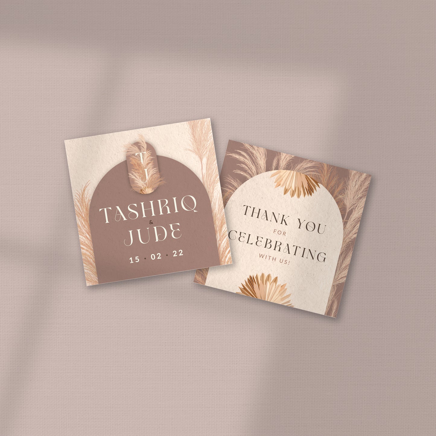 BROWN HUES BOHEMIAN PAMPAS WEDDING FAVOR STICKER/ TAG