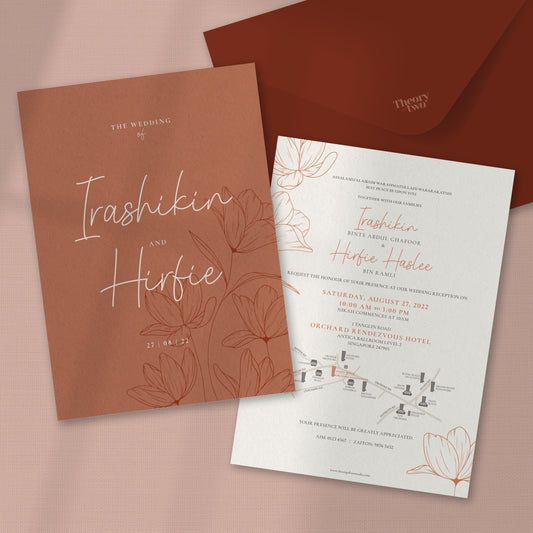 NEW!!! CHIC BURNT ORANGE FLORAL WEDDING INVITATION