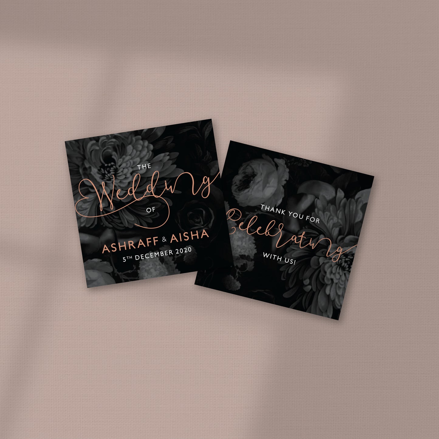 CLASSIC DARK FLORAL WEDDING FAVOR STICKER/ TAG
