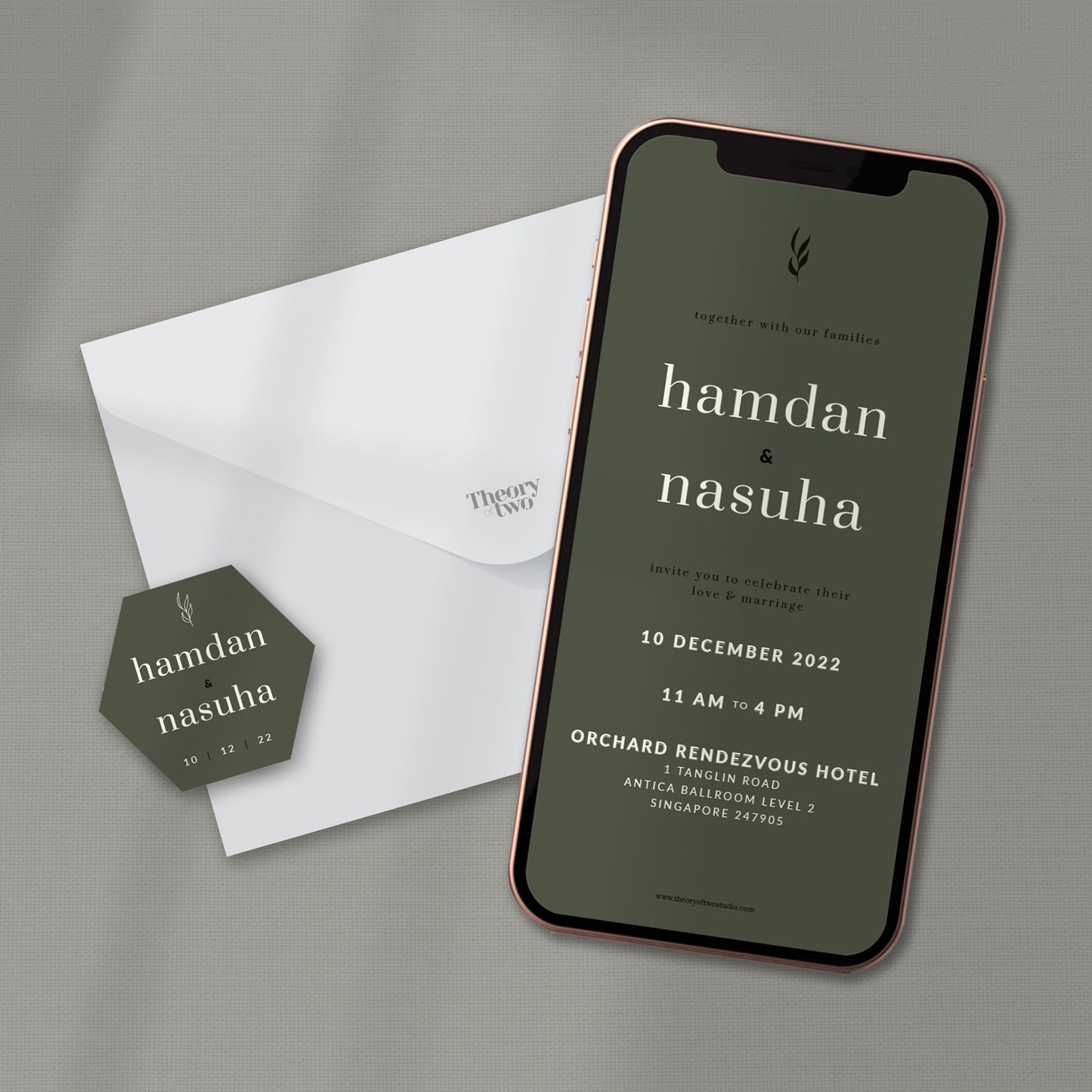 NEW!!! MINIMALIST FOREST GREEN WEDDING INVITATION