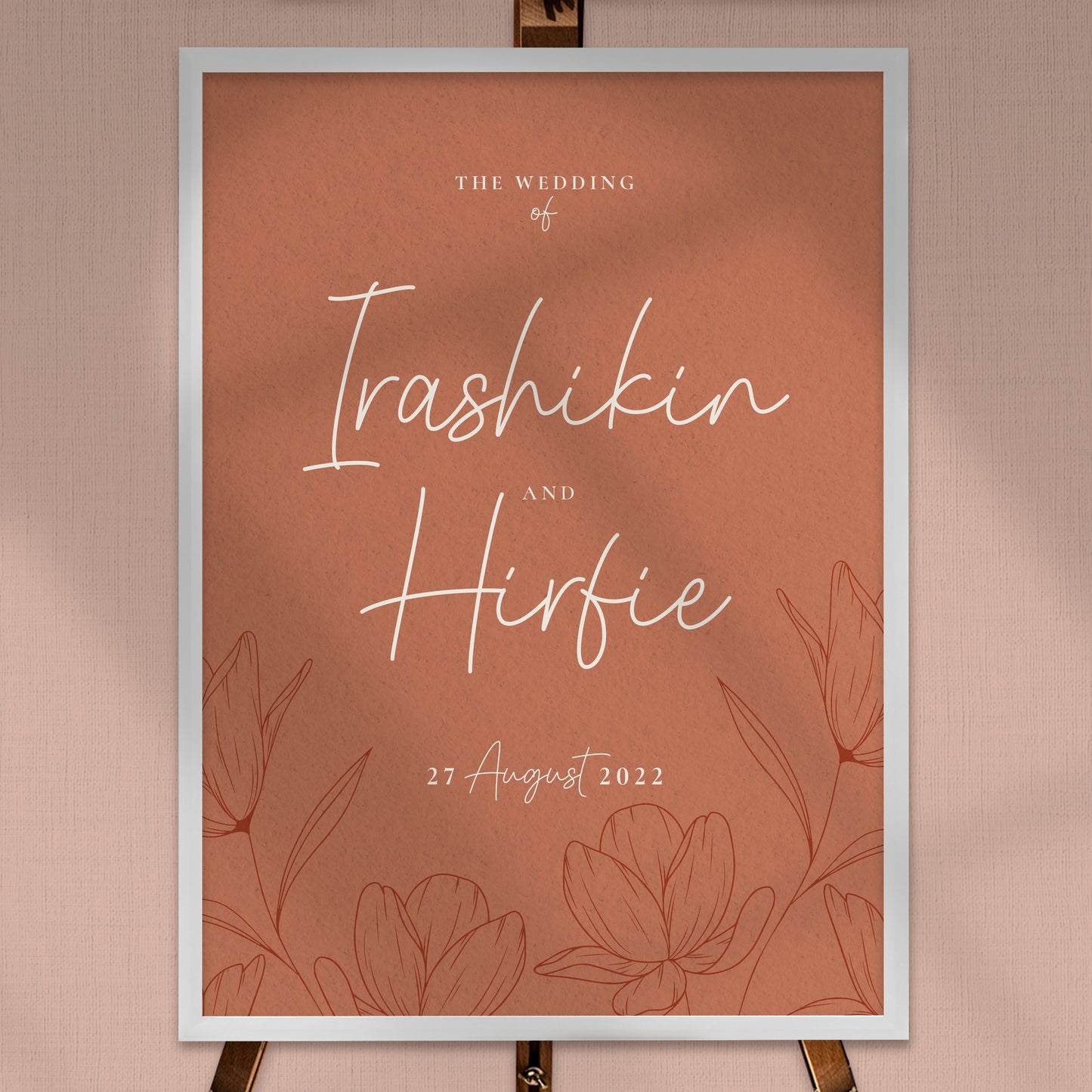 NEW!!! CHIC BURNT ORANGE FLORAL WEDDING WELCOME BOARD