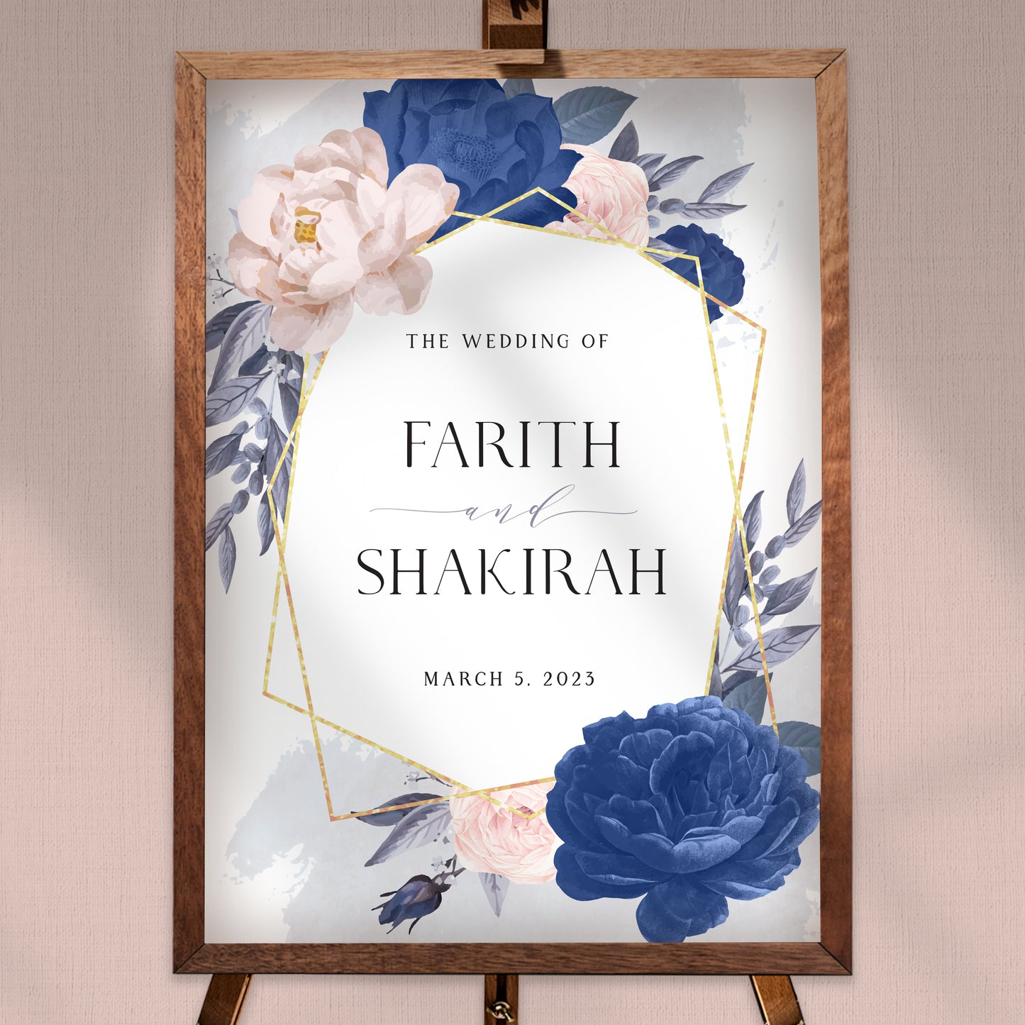 NEW!!! PINK BLUSH AND DUSTY BLUE FLORAL WEDDING WELCOME BOARD