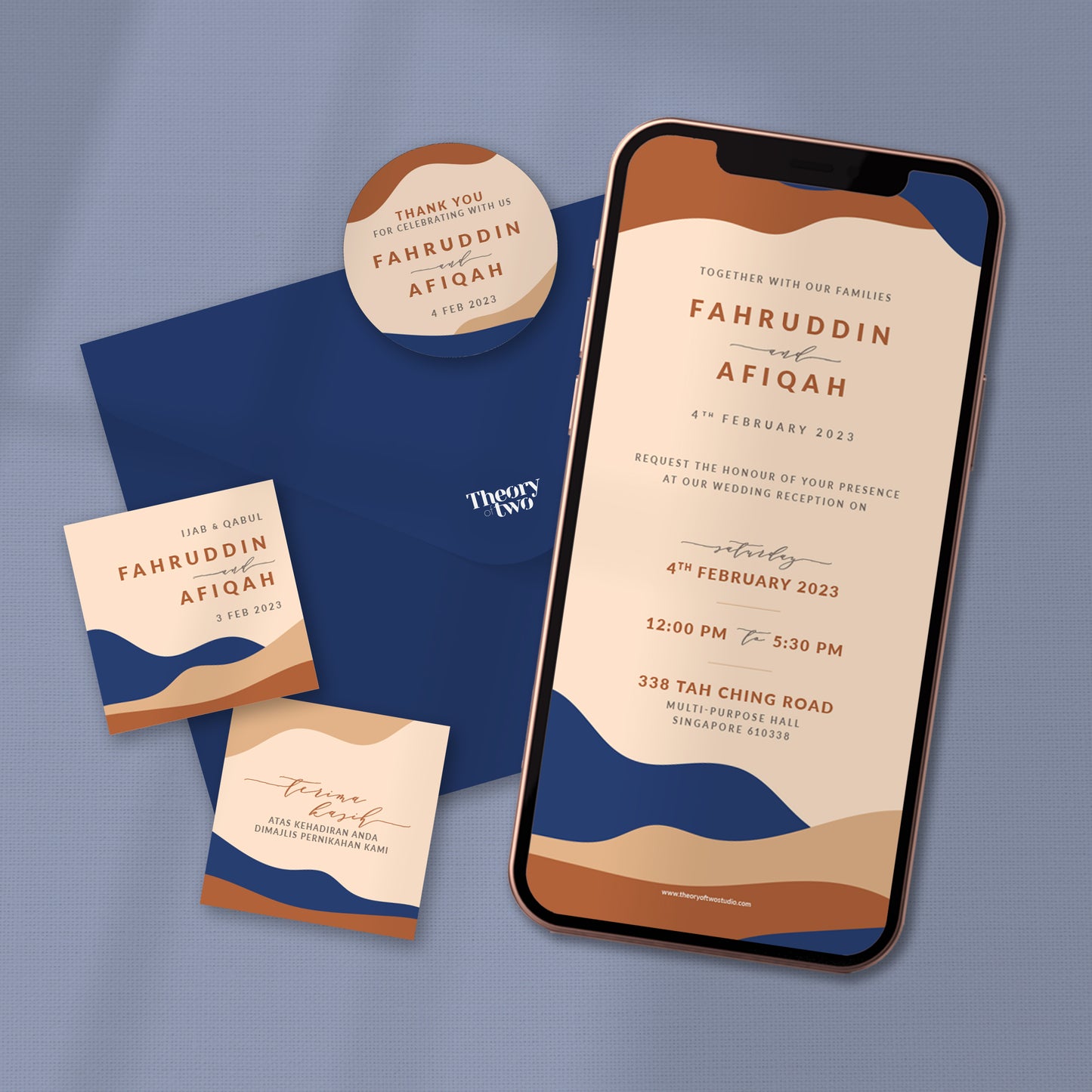 NEW!!! OMBRE BLUE & CREAM MODERN WEDDING INVITATION