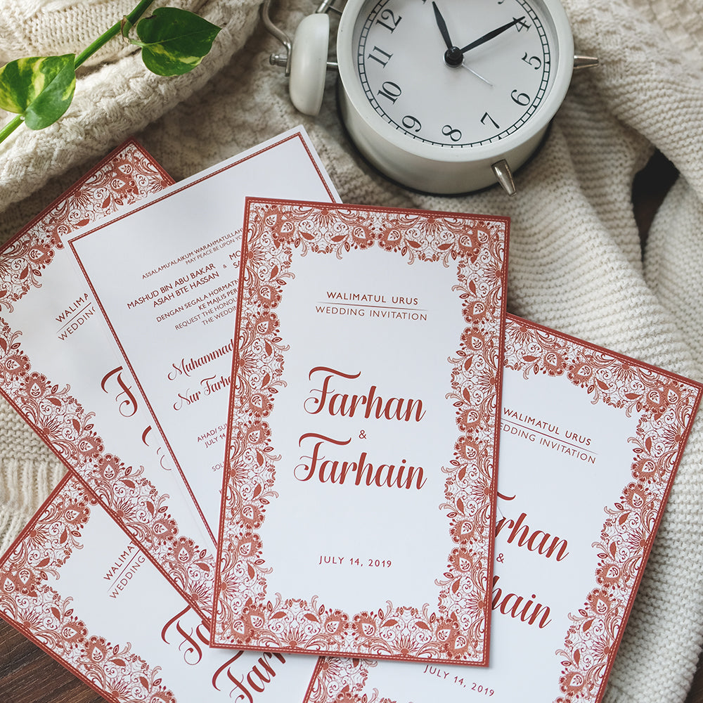 Romantic Brick Red Lace Wedding Invitations | Wedding Card SG