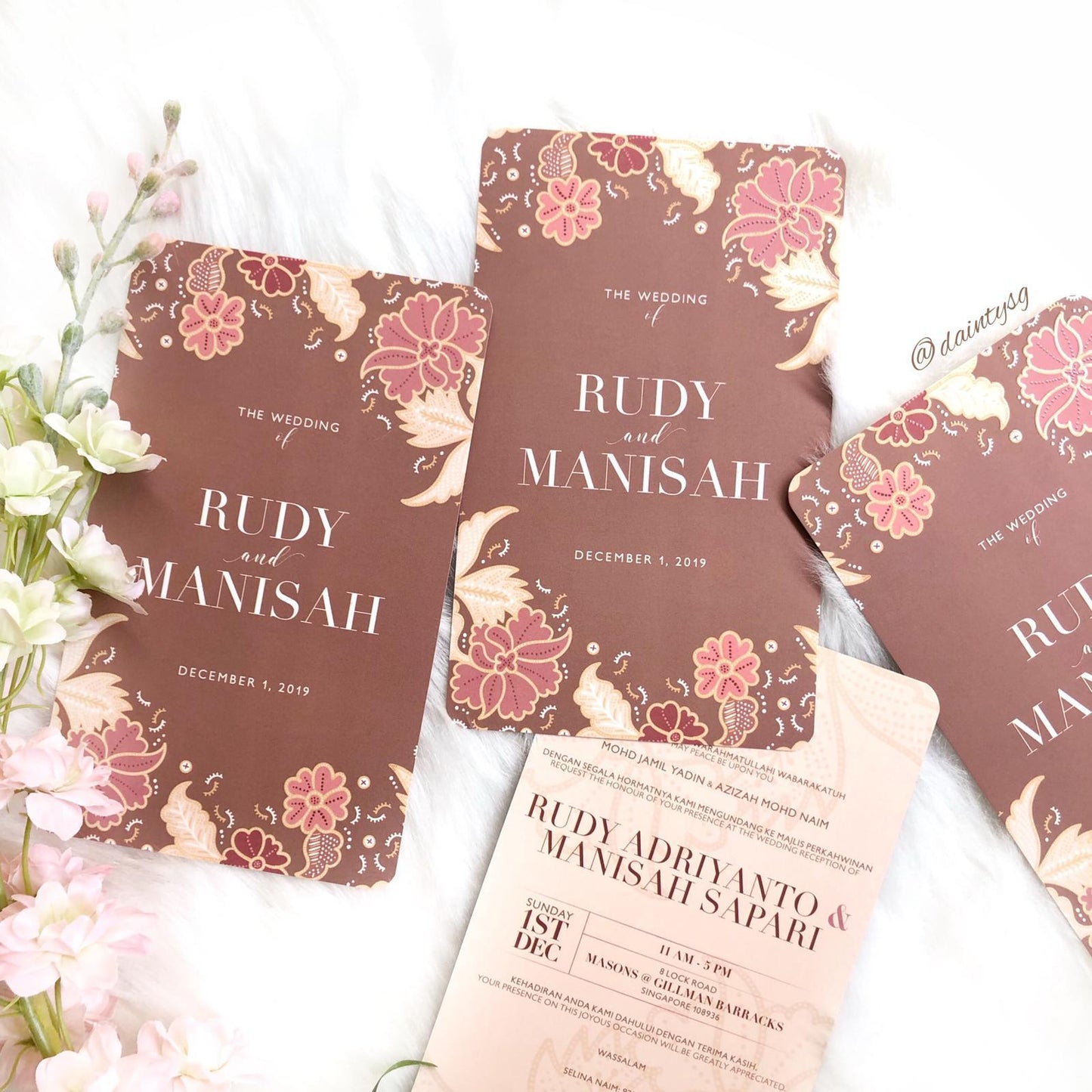 Brown Batik Motif Wedding Invitations | Kad Kahwin Singapore