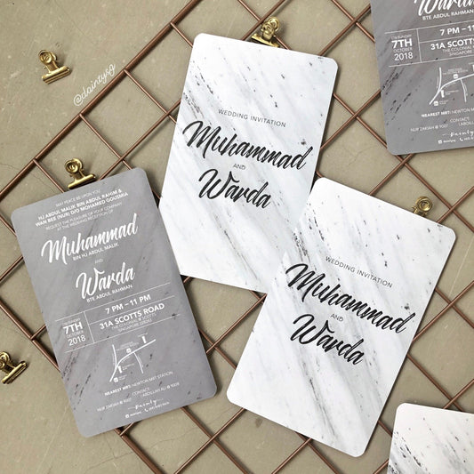 Chic Grey And White Wedding Invitations | Kad Kahwin Singapore