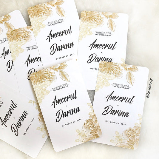 Elegant Gold Floral Wedding Invitations | Affordable Wedding Card SG