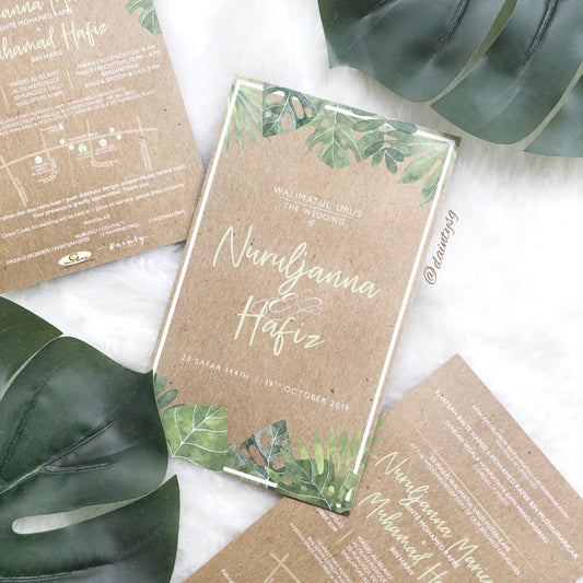 Rustic Monstera Wedding Invitations | SG Modern Wedding Invitations