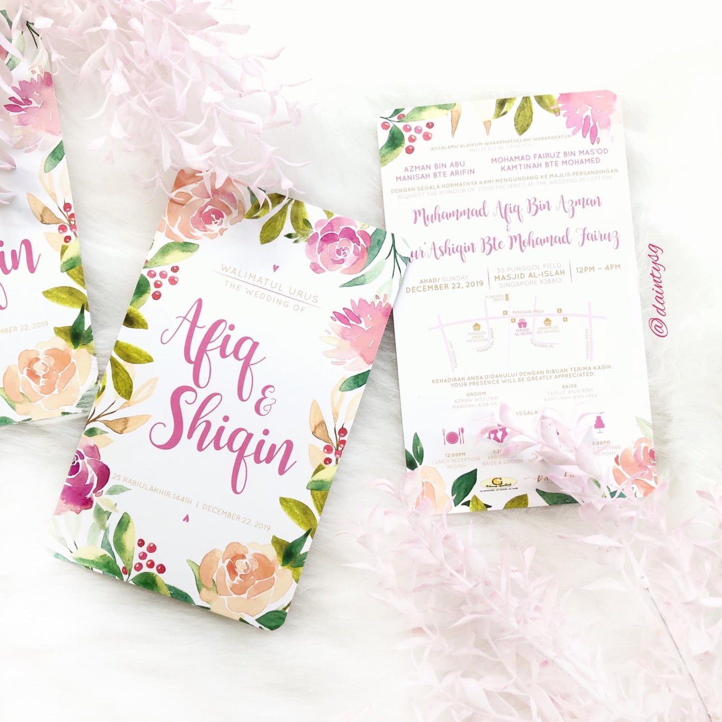 Spring Watercolor Floral Wedding Invitations | SG Wedding Invitations