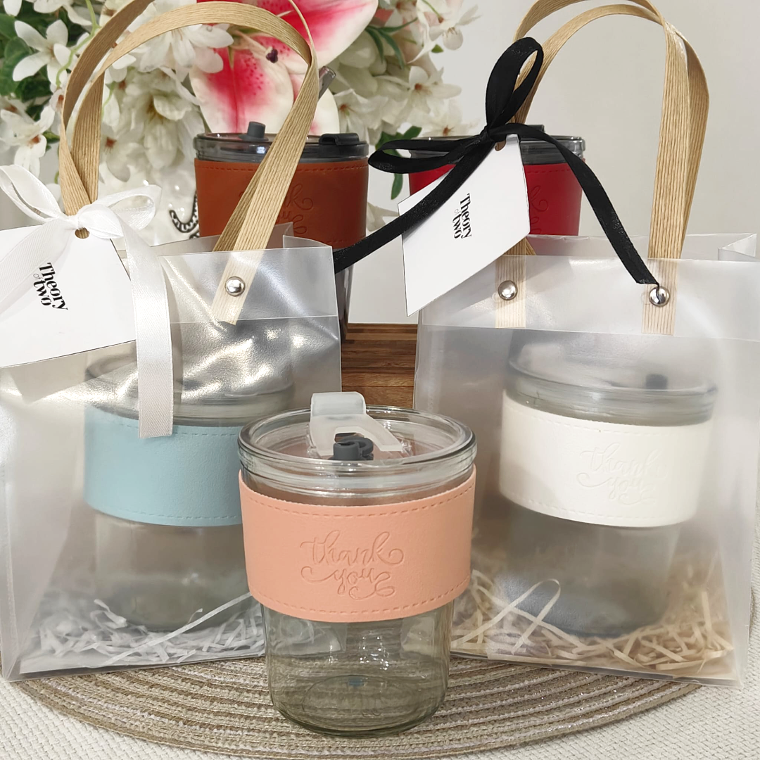 GLASS TUMBLER IN FROSTED BAG