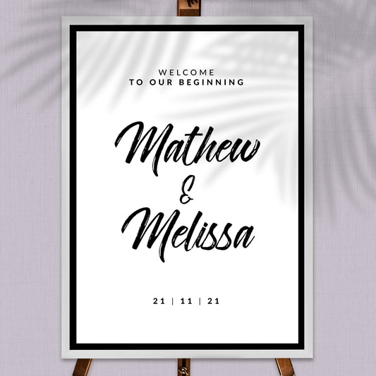 Classic Black And White Welcome Board | Wedding Welcome Sign 