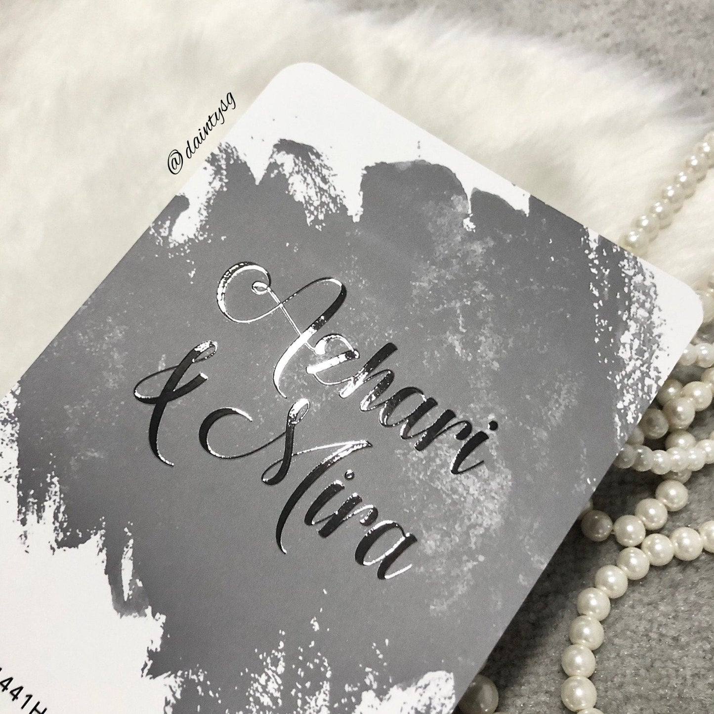 Light Grey Abstract Modern Wedding Invitations | Kad Kahwin SG