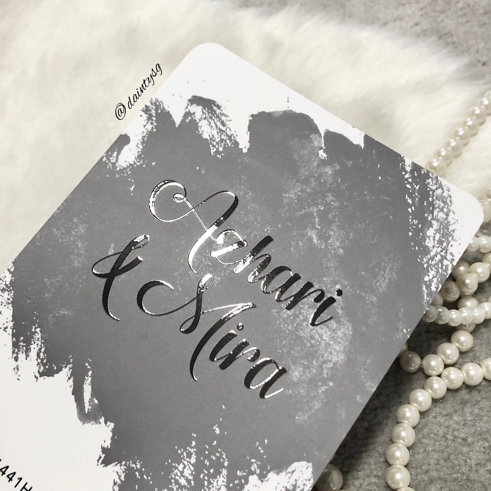 Light Grey Abstract Modern Wedding Invitations | Kad Kahwin SG
