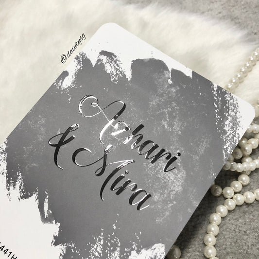 Light Grey Abstract Modern Wedding Invitations | Kad Kahwin SG