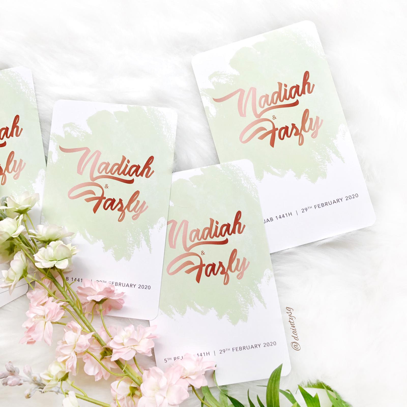 Mint Green And Peach Watercolor Invitations | Wedding Cards SG