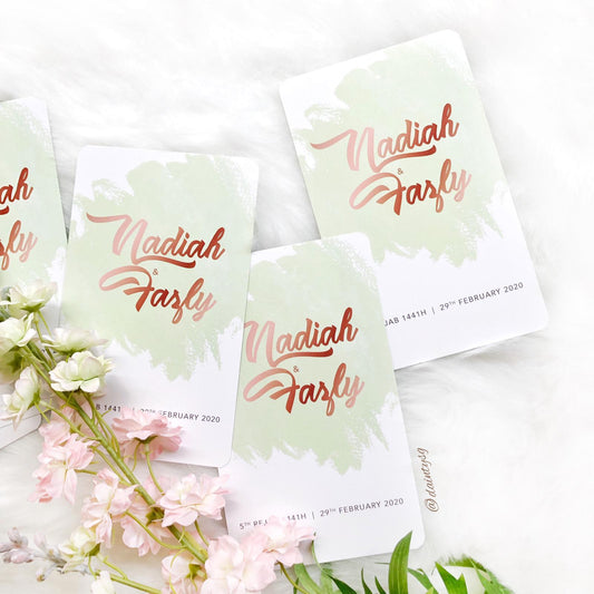 Mint Green And Peach Watercolor Invitations | Wedding Cards SG