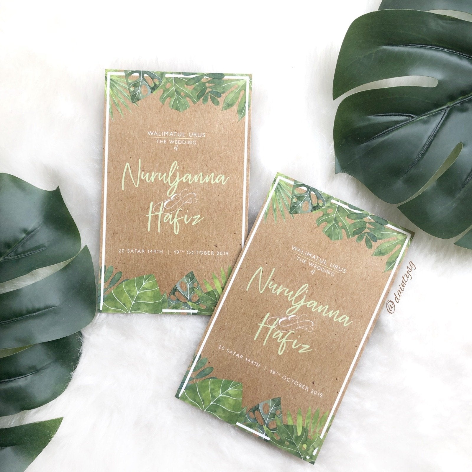 Rustic Monstera Wedding Invitations | SG Modern Wedding Invitations