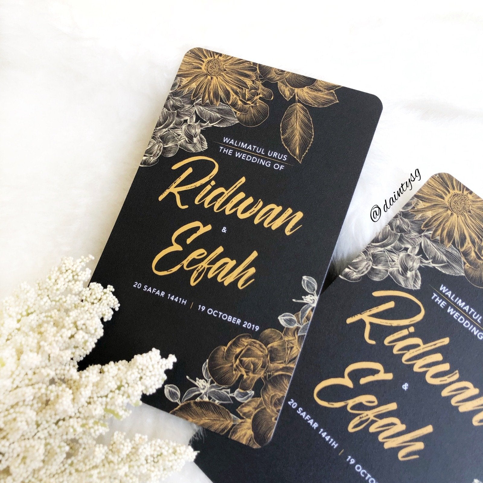 Elegant Gold Floral Wedding Invitations | Affordable Wedding Card SG