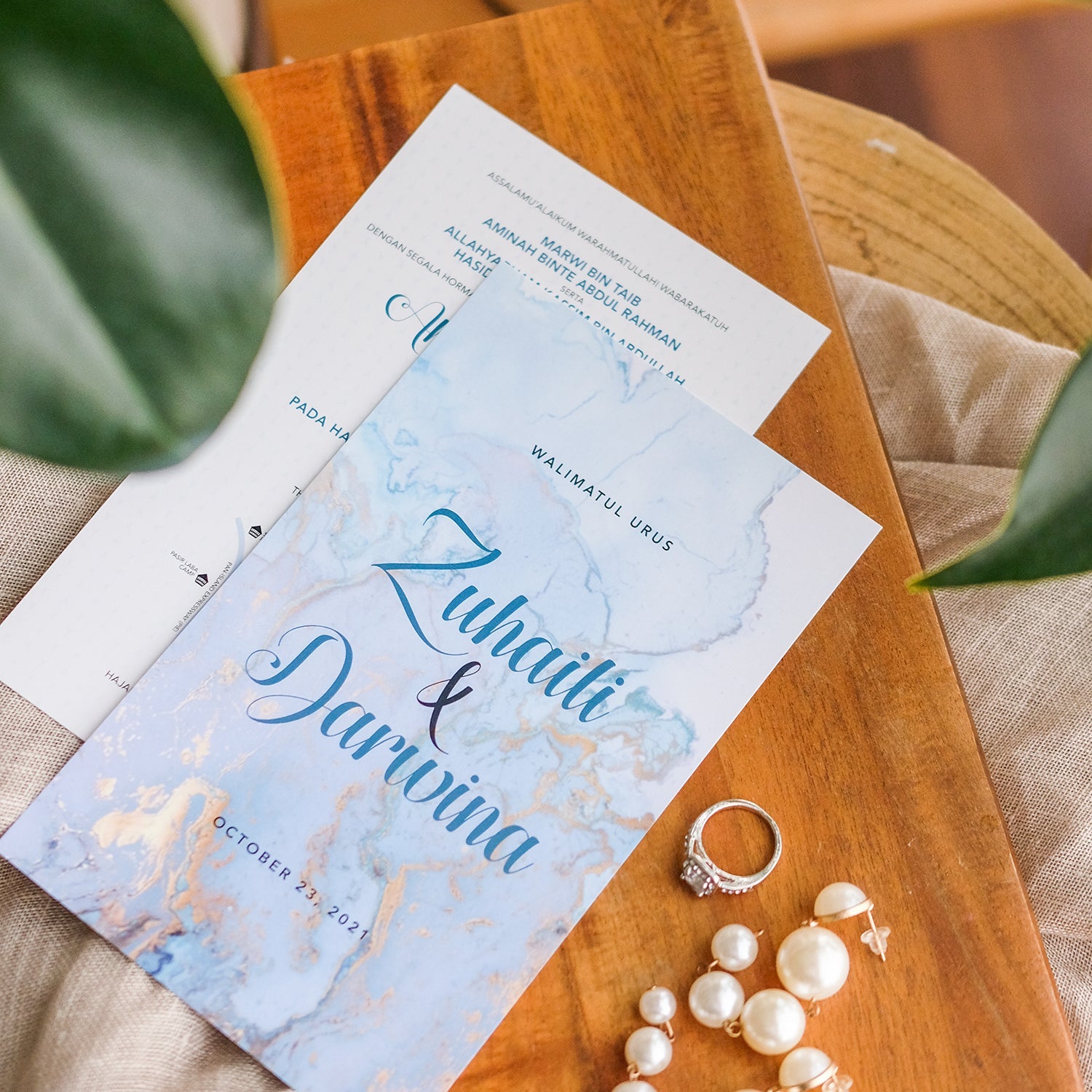 Sleek Turquoise And Gold Wedding Invitations | Wedding Cards SG