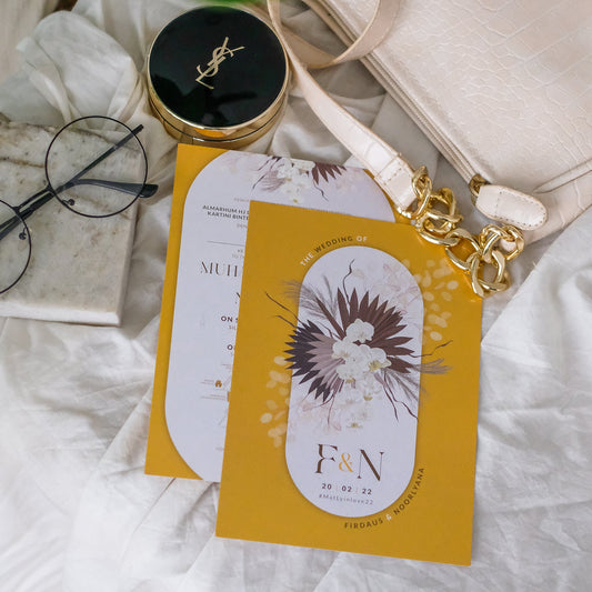 Romantic Pampas In Mustard Wedding Invitations | Singapore Wedding Card