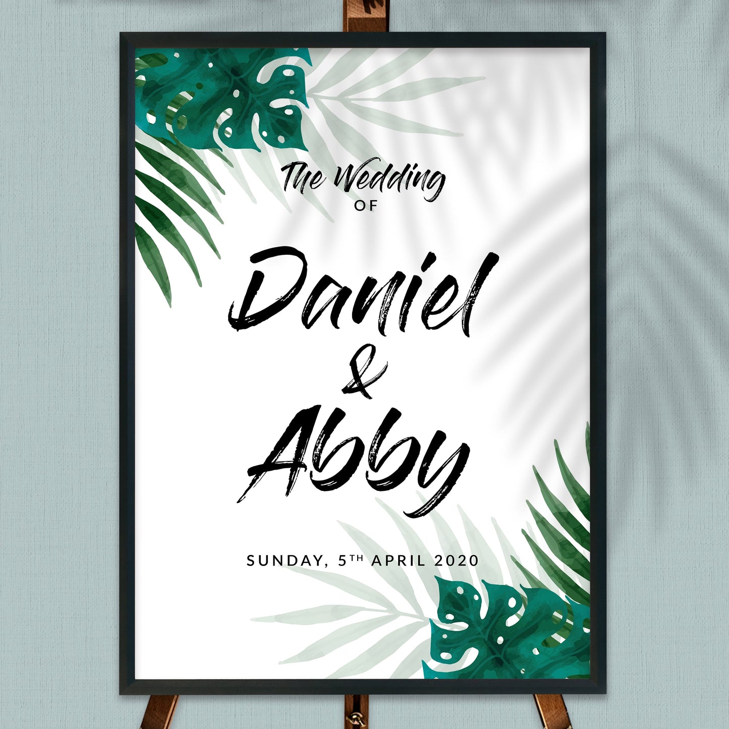 Modern Monstera Tropical Wedding Welcome Board | Wedding Welcome Sign 