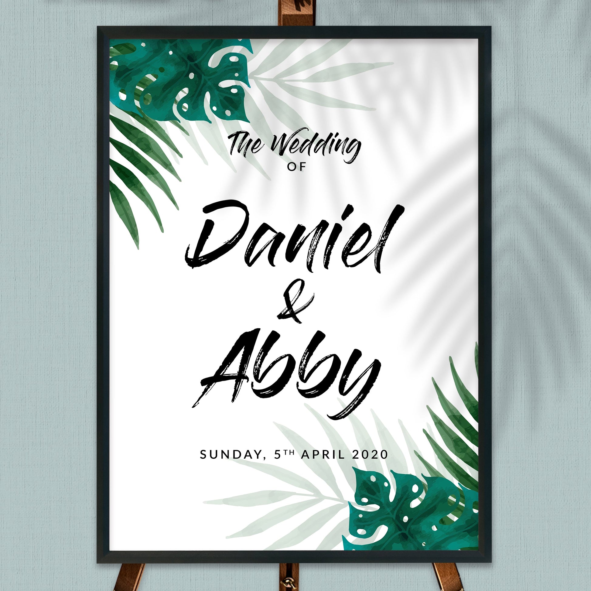 Modern Monstera Tropical Wedding Welcome Board | Wedding Welcome Sign 