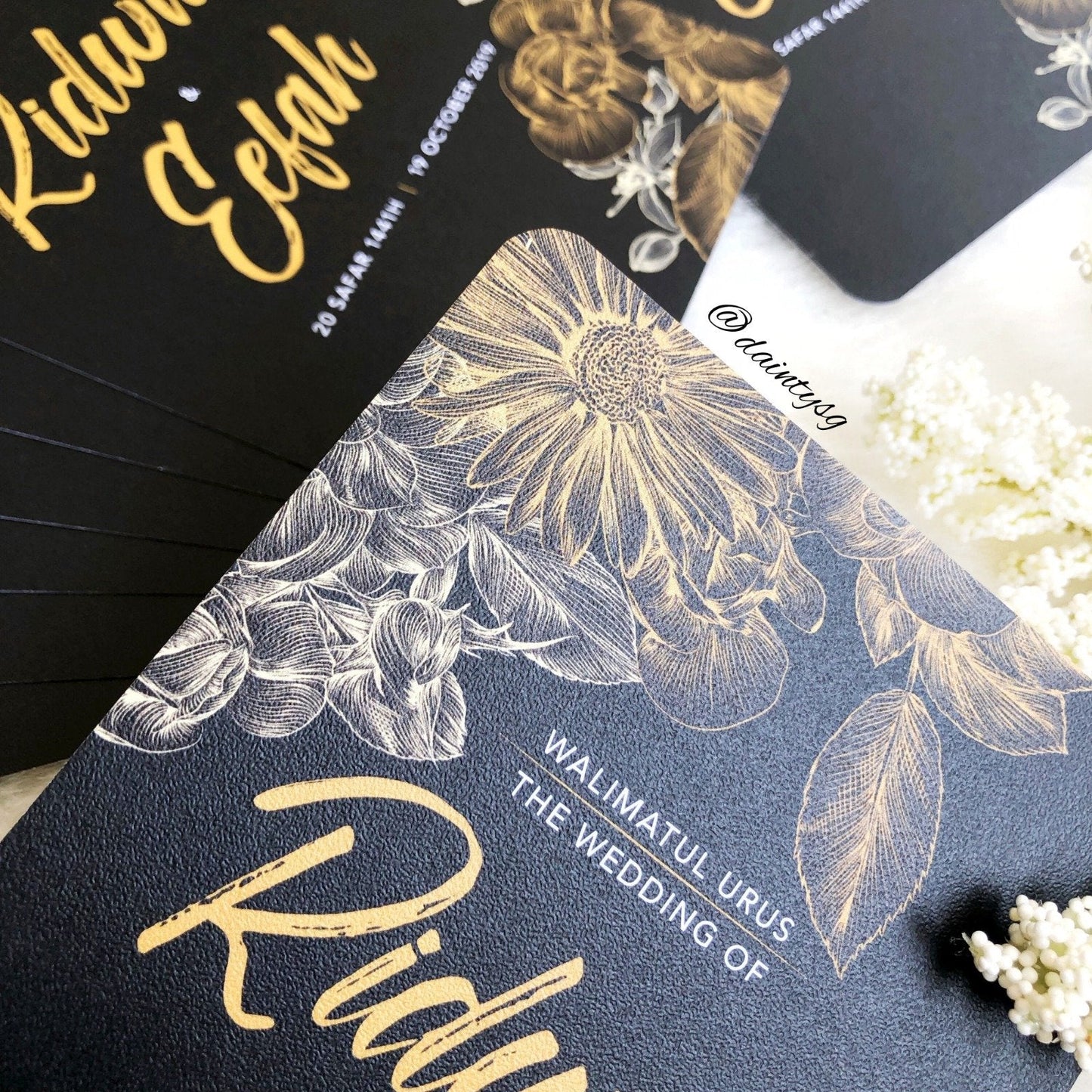 Elegant Gold Floral Wedding Invitations | Affordable Wedding Card SG