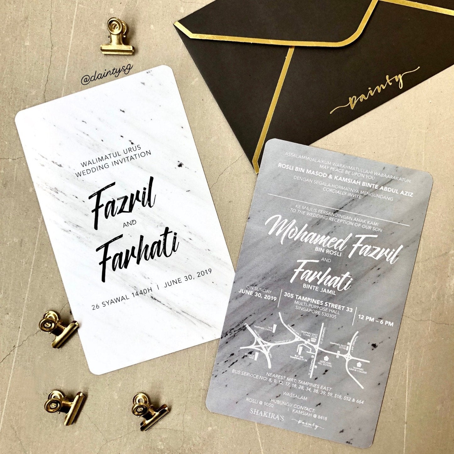 Chic Grey And White Wedding Invitations | Kad Kahwin Singapore