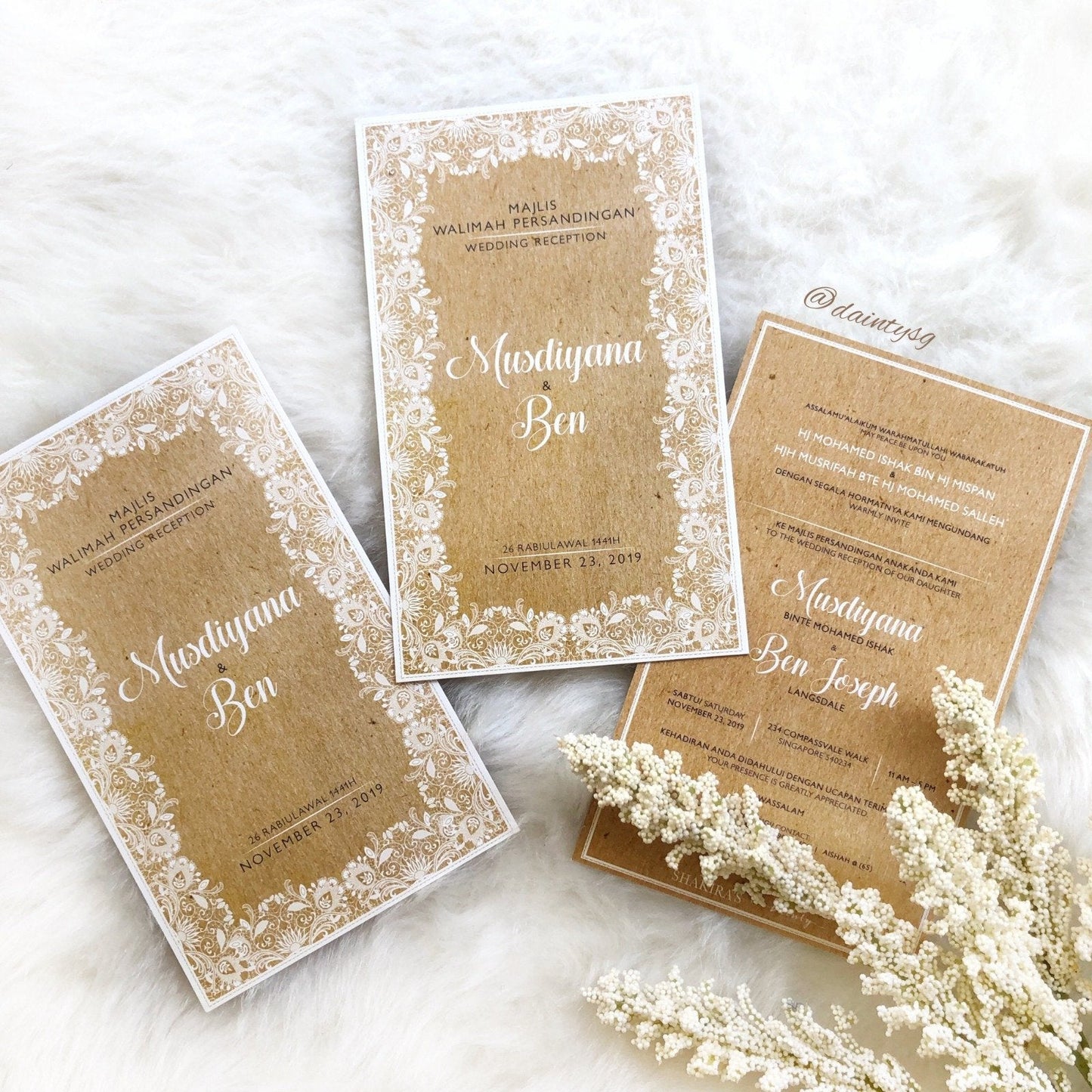 Shabby Chic White Lace Wedding Invitations | Wedding Card SG