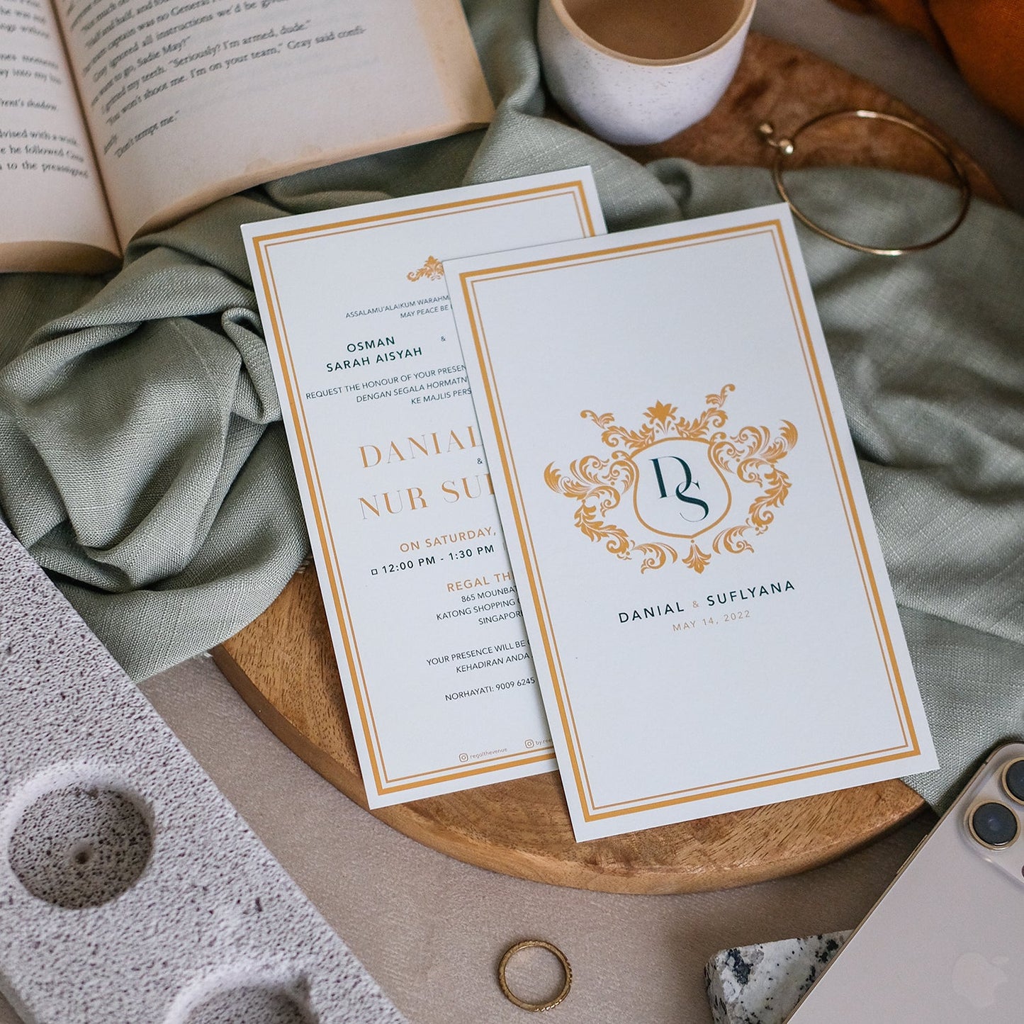 Gold Wreath Traditional Wedding Invitations | Wedding Invitations Singapore