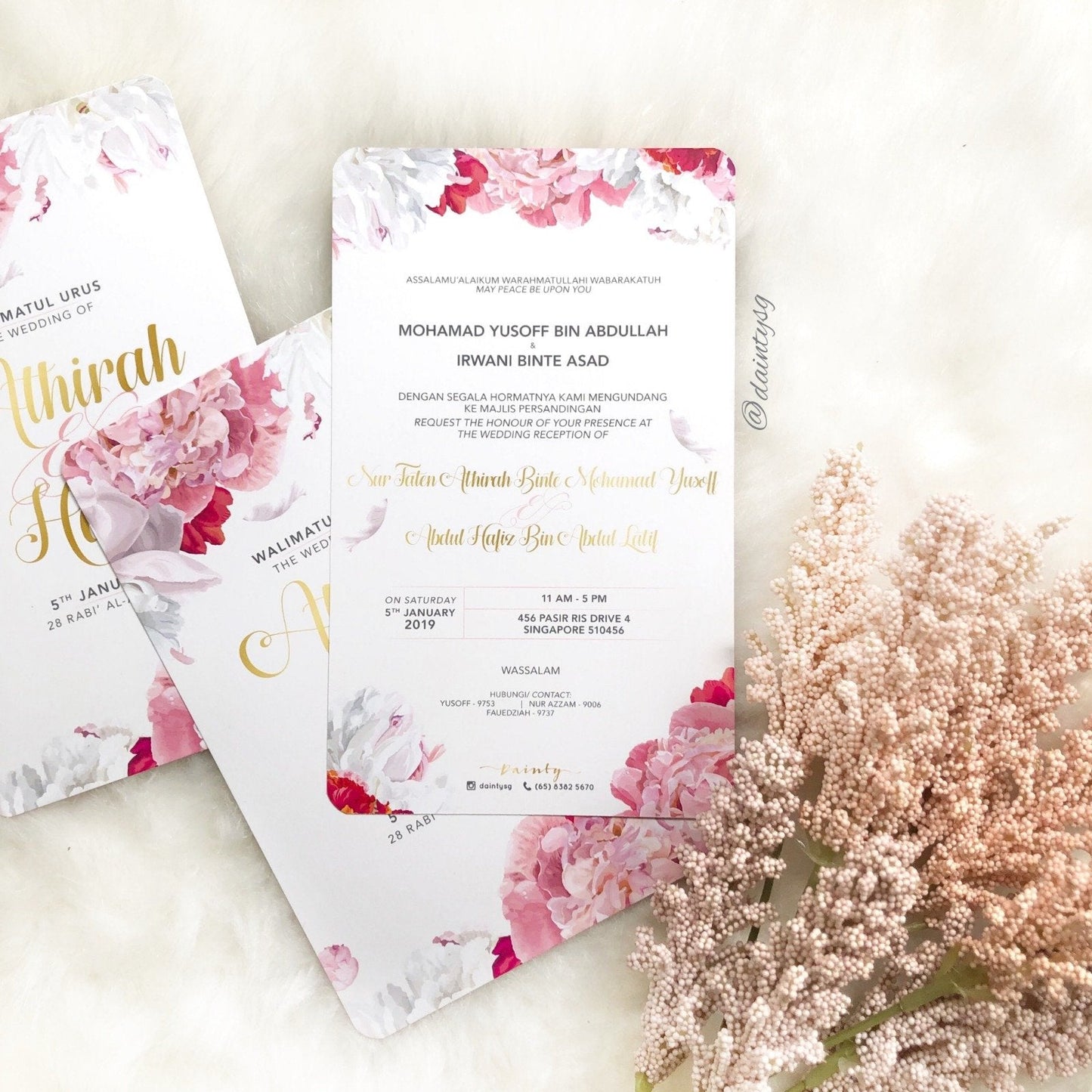 Pink And White Peony Wedding Invitations | SG Wedding Invitations