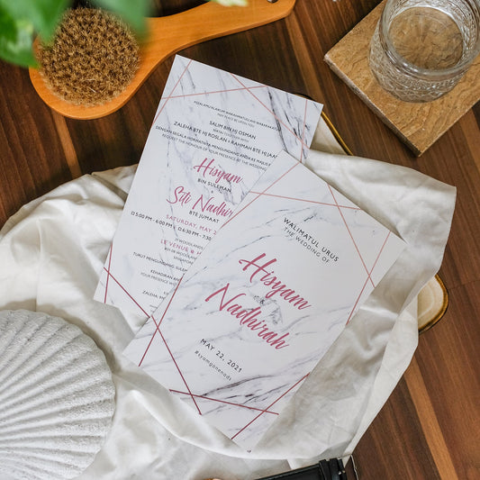 Classic Marble Geometric Wedding Invitations | Kad Kahwin SG