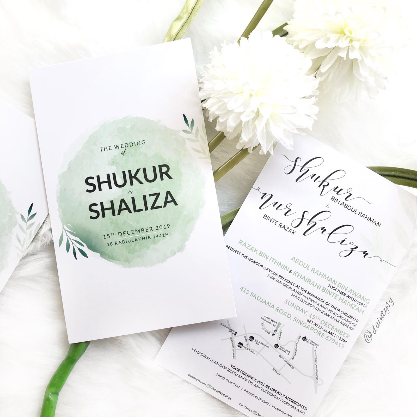 Mint Green Olive Leaves Wedding Invitations | Wedding Cards SG