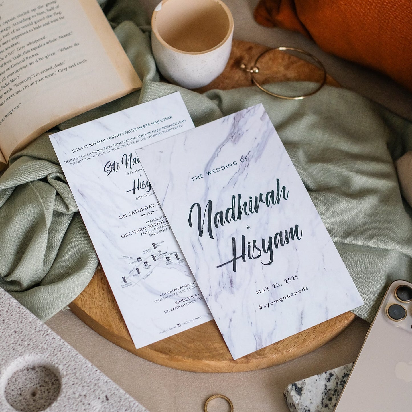 Chic Grey And White Wedding Invitations | Kad Kahwin Singapore