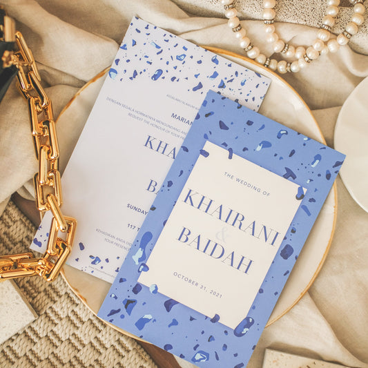 Blue Terrazzo Wedding Invitations | Kad Kahwin SG